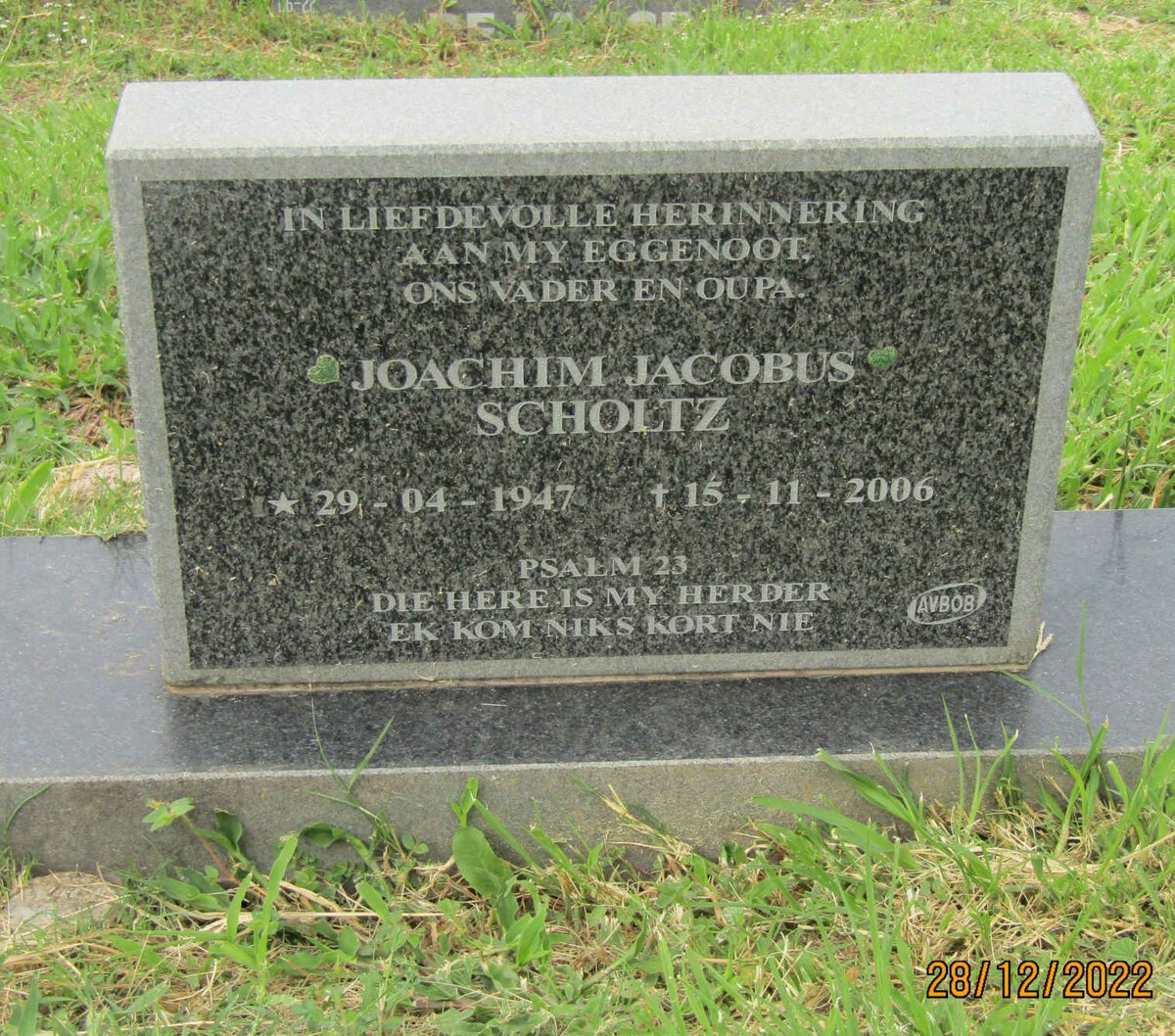 SCHOLTZ Joachim Jacobus 1947-2006