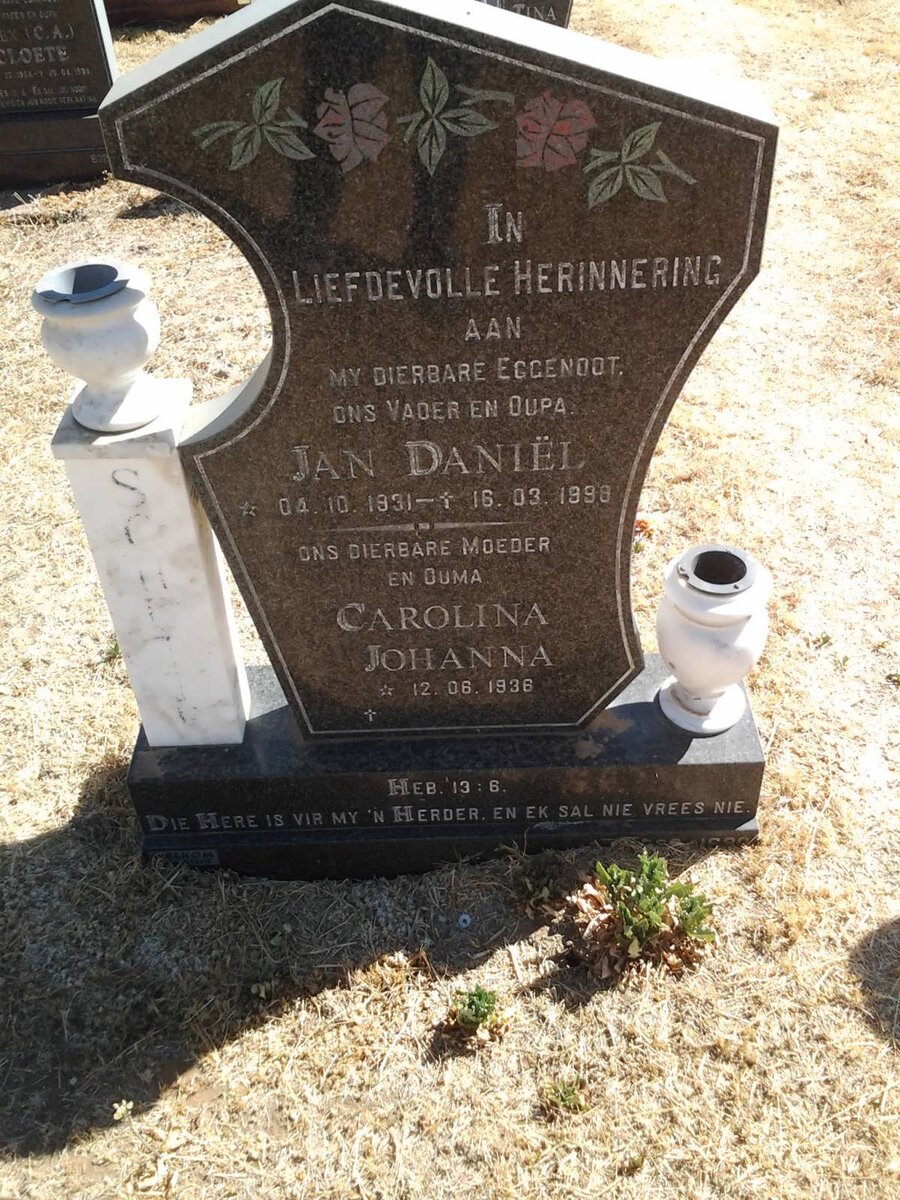 SCHUTTE Jan Daniel 1931-1998 &amp; Carolina Johanna 1936-