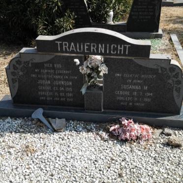 TRAUERNICHT Johan Johnson 1915-1981 &amp; Susanna M. 1914-1991