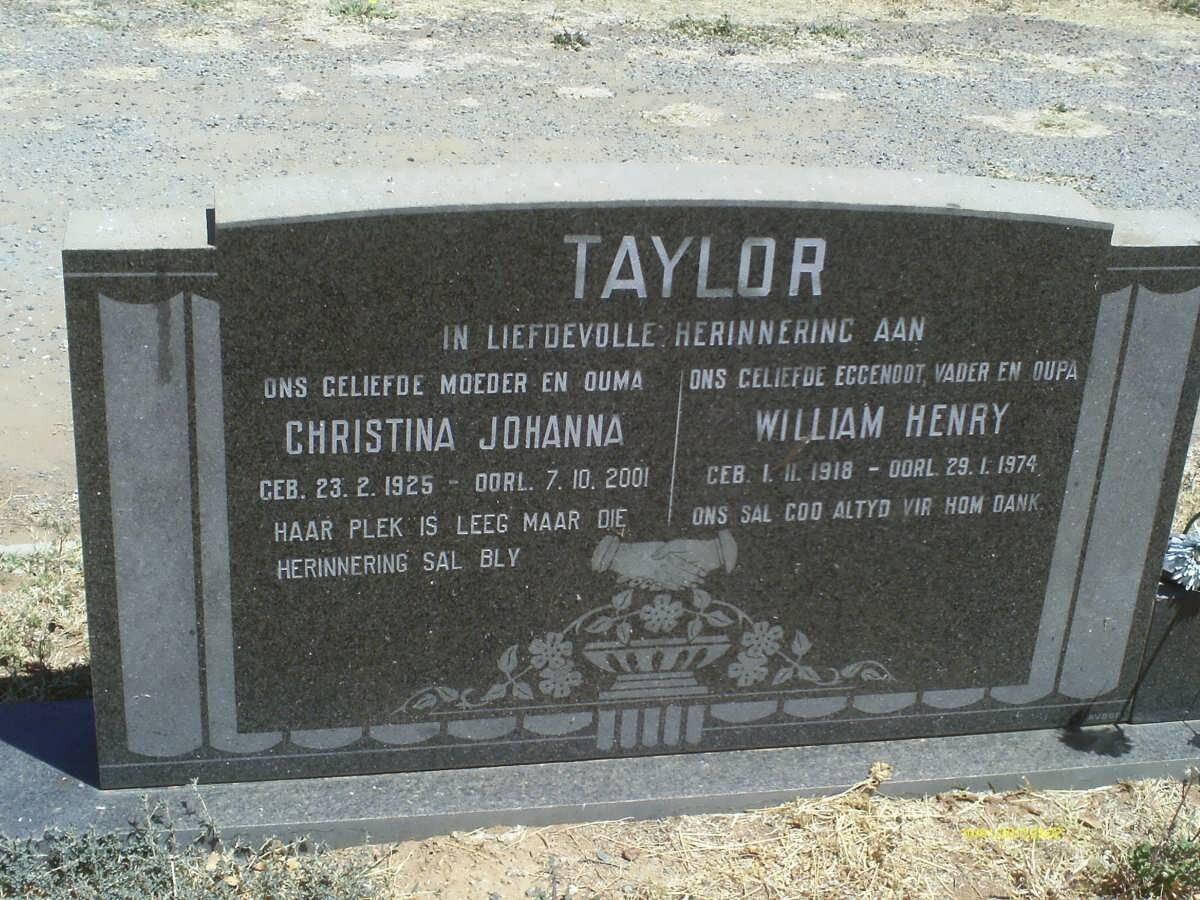 TAYLOR William Henry 1918-1974 &amp; Christina Johanna 1925-2001