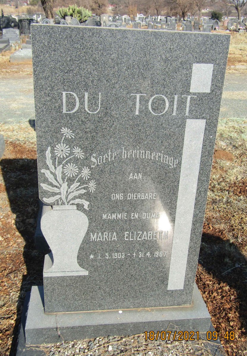 TOIT Maria Elizabeth, du 1903-1967