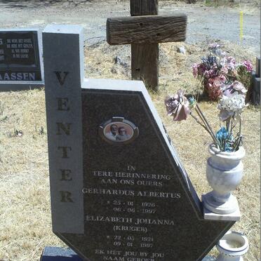 VENTER Gerhardus Albertus 1926-1997 &amp; Elizabeth Johanna KRUGER 1921-1997