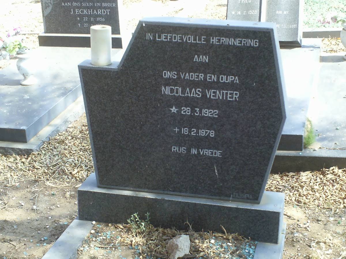 VENTER Nicolaas 1922-1978