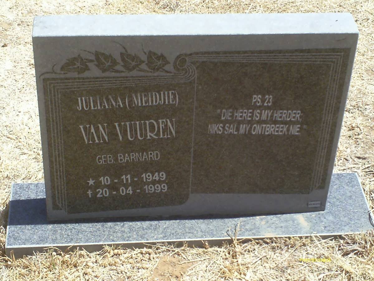 VUUREN Juliana, van nee BARNARD 1949-1999