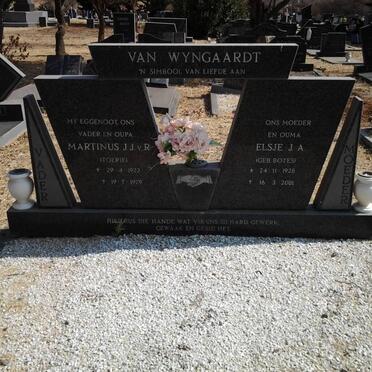 WYNGAARDT Martinus J.J. v R., VAN 1923-1979 &amp;  Elsie J.A. BOTES 1928-2001