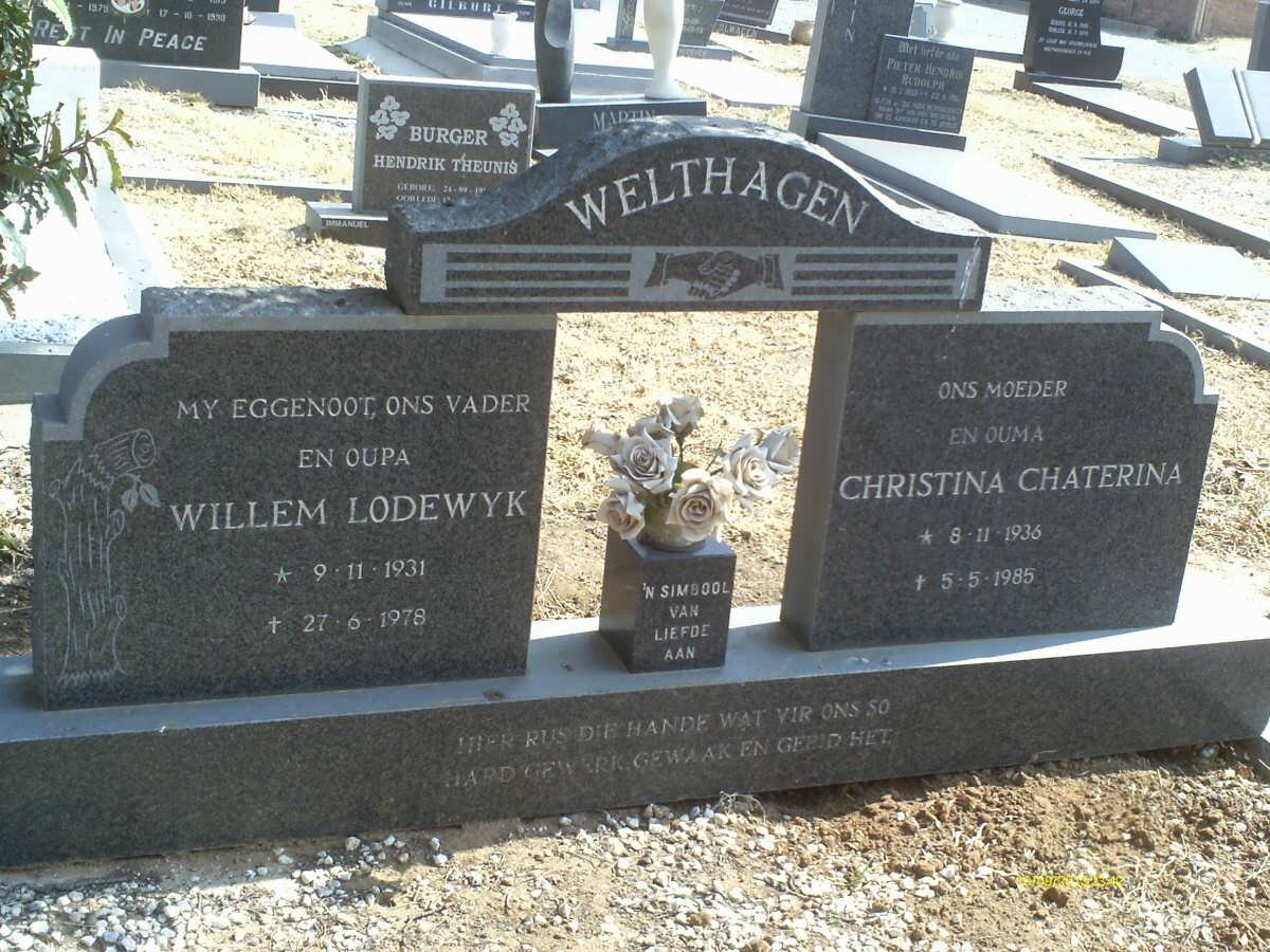 WELTHAGEN Willem Lodewyk 1931-1978 &amp; Christina Chaterina 1936-1985