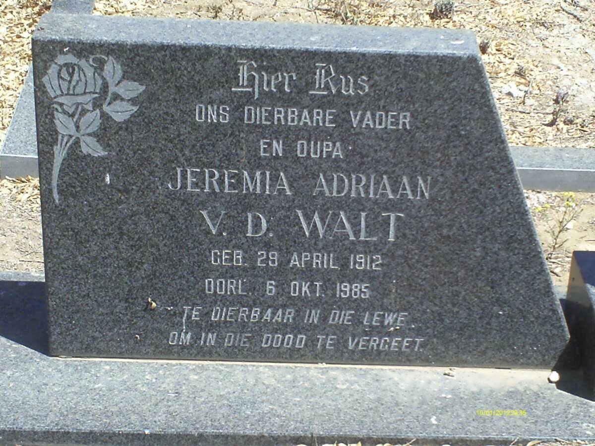 WALT Jeremia Adriaan, v.d. 1912-1985