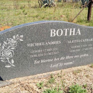BOTHA Michiel Andries 1931-2017 &amp; Aletta Catharina 1934-2021