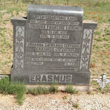 ERASMUS Lourens Francois 1837-1905 &amp; Johanna Catharina Gertruida ERASMUS 1844-1940