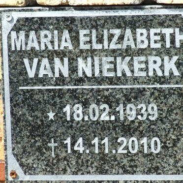 NIEKERK Maria Elizabeth, van 1939-2010
