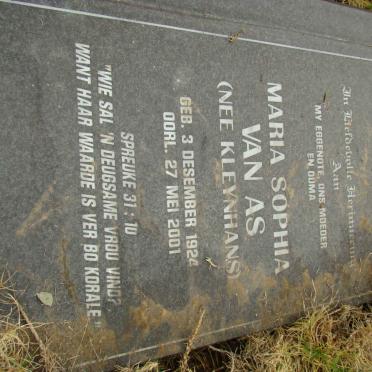 AS Maria Sophia, van nee KLEYNHANS 1924-2001