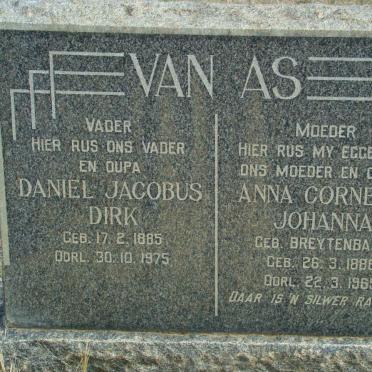 AS Daniel Jacobus Dirk, van 1885-1975 &amp; Anna Cornelia Johanna BREYTENBACH 1886-1965