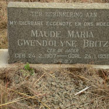 BRITZ Maude Maria Gwendolyne nee DE JAGER 1907-1958