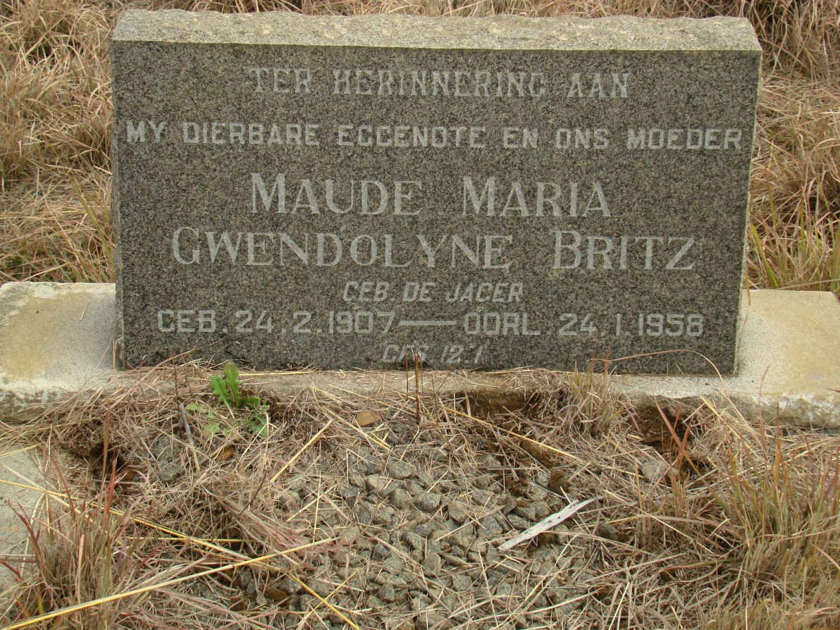 BRITZ Maude Maria Gwendolyne nee DE JAGER 1907-1958