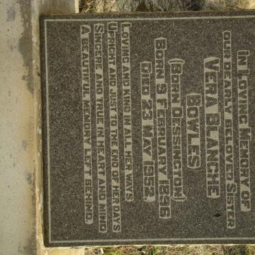 BOWLES Vera Blanche nee DESSINGTON 1896-1952