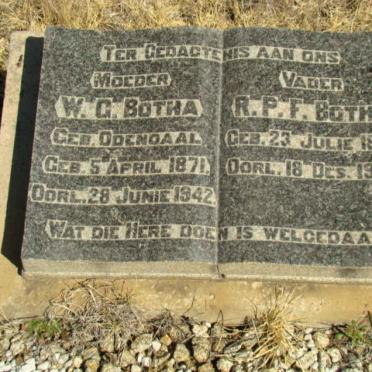 BOTHA R.P.F. 1872-1942 &amp; W.G. ODENDAAL 1871-1942