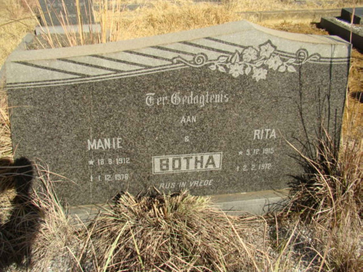 BOTHA Manie 1912-1978 &amp; Rita 1915-1972