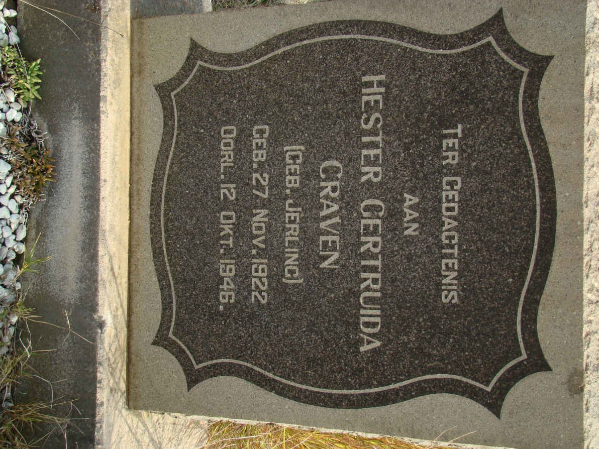 CRAVEN Hester Gertruida nee JERLING 1922-1946
