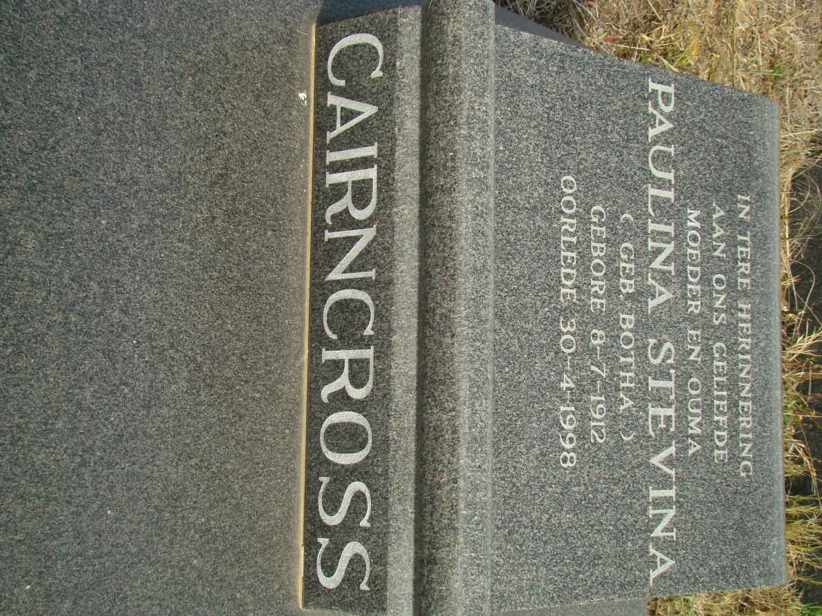 CAIRNCROSS Paulina Stevina nee BOTHA 1912-1998
