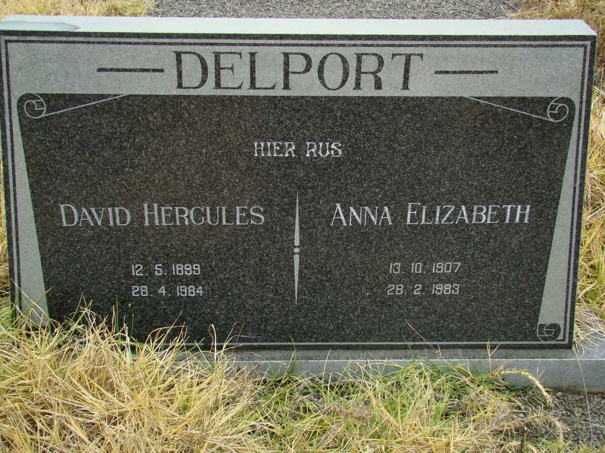 DELPORT David Hercules 1899-1984 &amp; Anna Elizabeth 1907-1983