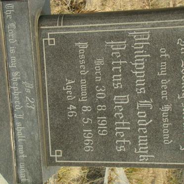 DEETLEFS Philippus Lodewyk Petrus 1919-1966