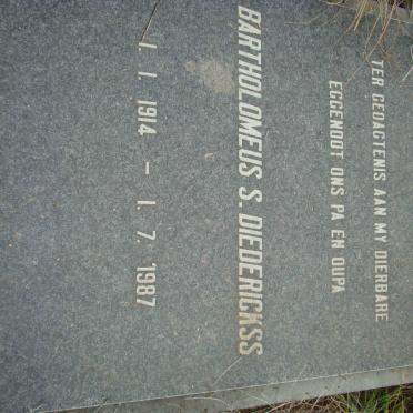 DIEDERICKS Bartholomeus S. 1914-1987