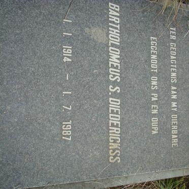 DIEDERICKS Bartholomeus S. 1914-1987