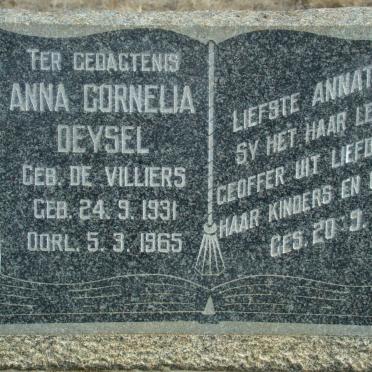DEYSEL Anna Cornelia nee DE VILLIERS 1931-1965