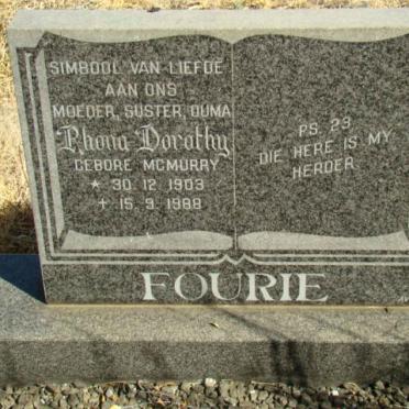 FOURIE Rhona Dorothy nee McMURRY 1903-1988