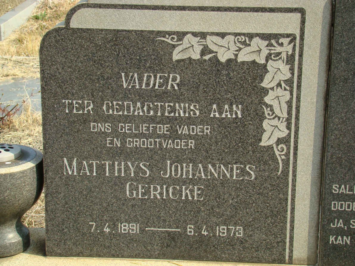 GERICKE Matthys Johannes 1891-1973