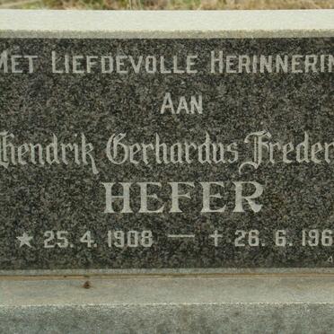 HEFER Hendrik Gerhardus Frederick 1908-1960