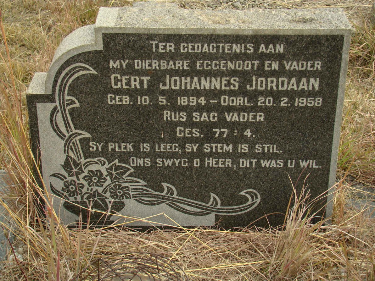 JORDAAN Gert Johannes 1894-1958