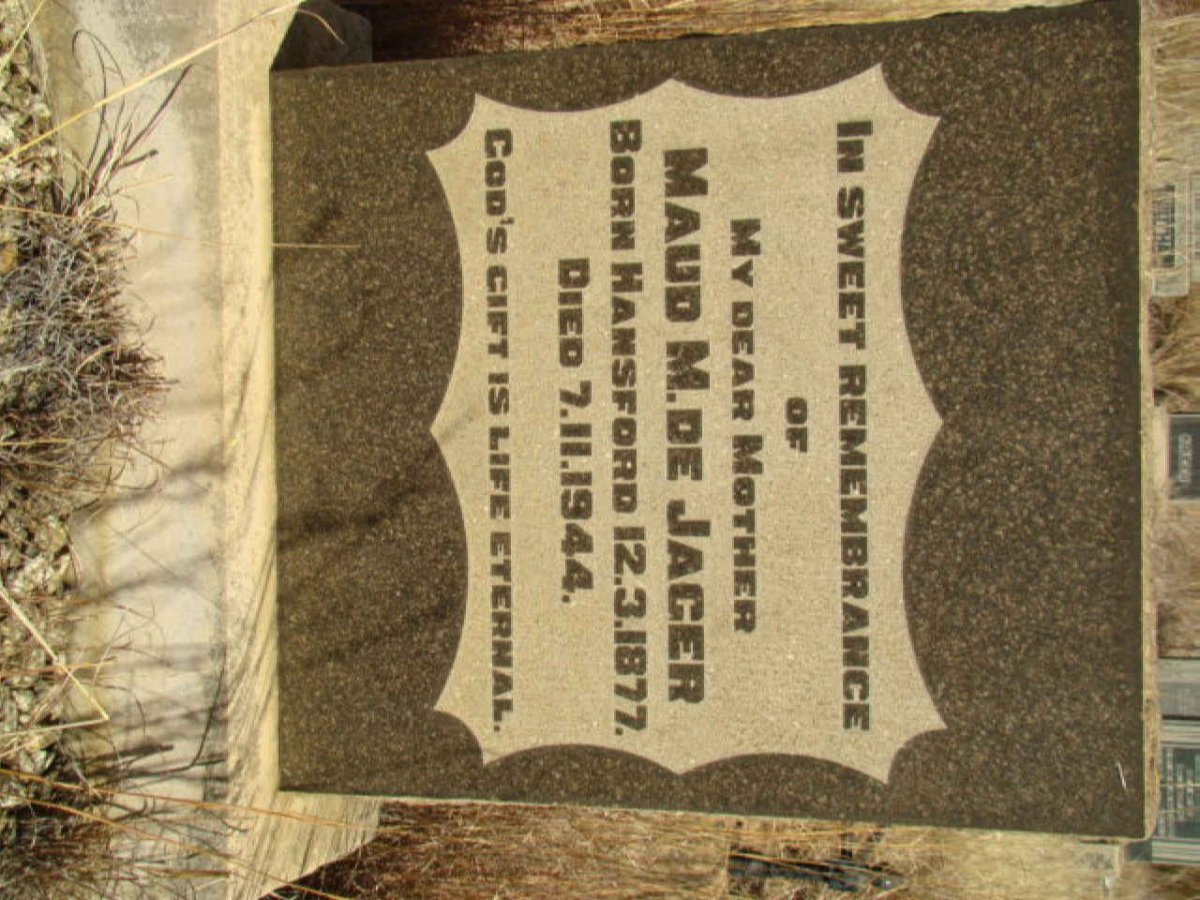 JAGER Maud M., de nee HANSFORD 1877-1944