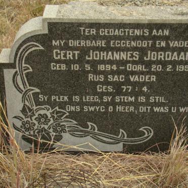 JORDAAN Gert Johannes 1894-1958