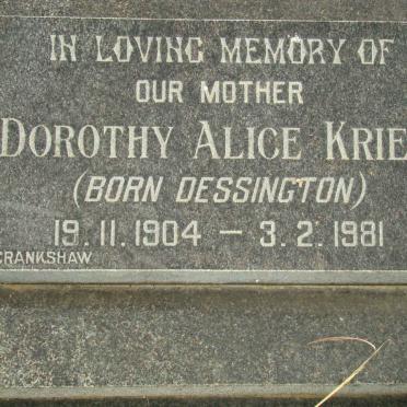 KRIEL Dorothy Alice nee DESSINGTON 1904-1981