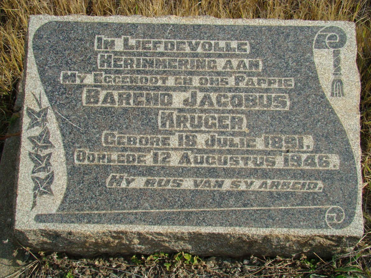 KRUGER Barend Jacobus 1891-1946