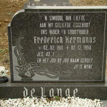 LANGE Frederick Hermanus, de 1910-1994