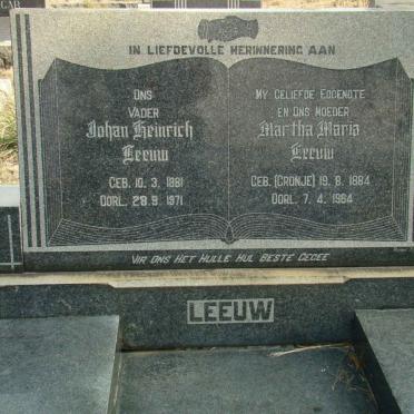 LEEUW Johan Heinrich 1881-1971 &amp; Martha Maria CRONJE 1884-1964