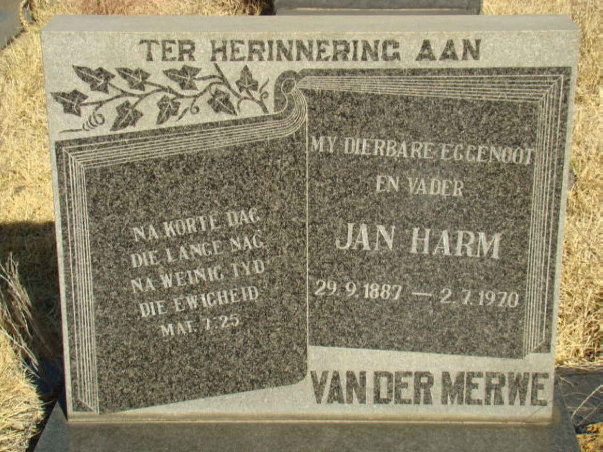 MERWE Jan Harm, van der 1887-1970