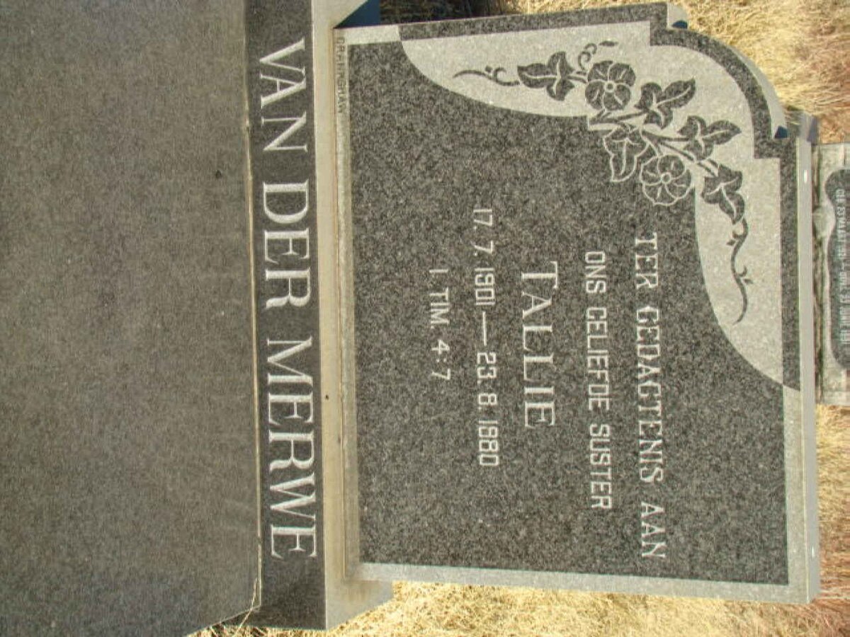 MERWE Tallie, van der 1901-1980