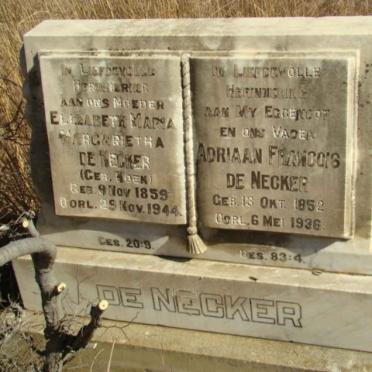 NECKER Adriaan Francois, de 1852-1936 &amp; Elizabeth Maria Margaretha KOEN 1859-1944