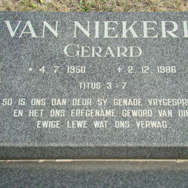 NIEKERK Gerard, van 1950-1986
