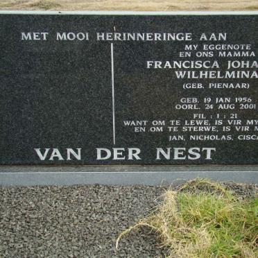 NEST Francisca Johanna Wilhelmina, van der nee PIENAAR 1956-2001