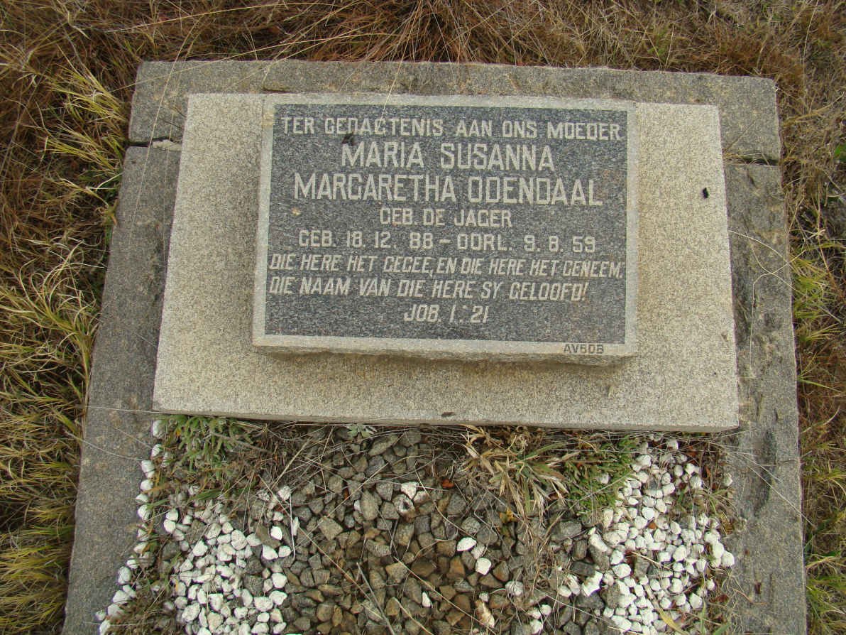 ODENDAAL Maria Susanna Margaretha nee DE JAGER 1888-1959