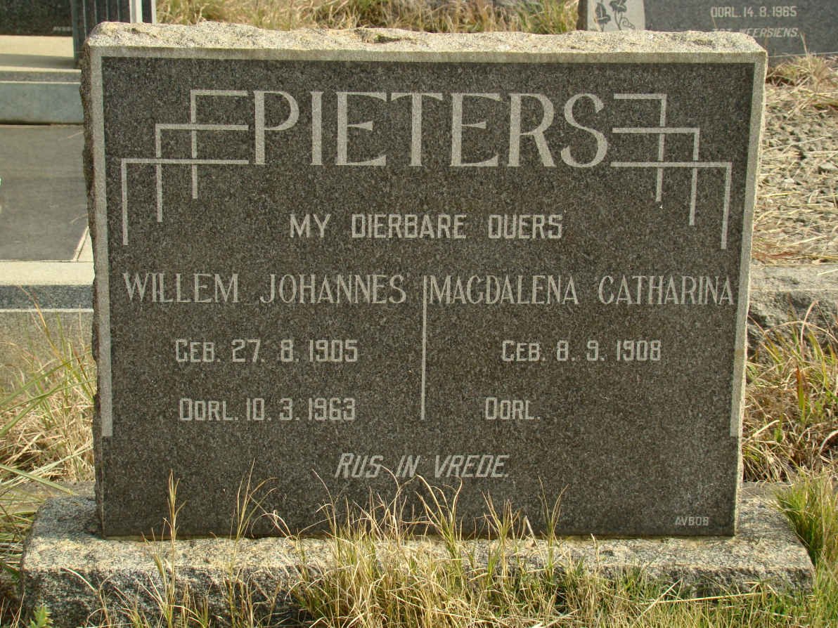 PIETERS Willem Johannes 1905-1963 &amp; Magdalena Catharina 1908-