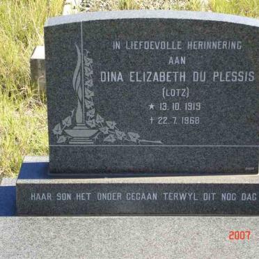 PLESSIS Dina Elizabeth, du née LOTZ 1919-1968
