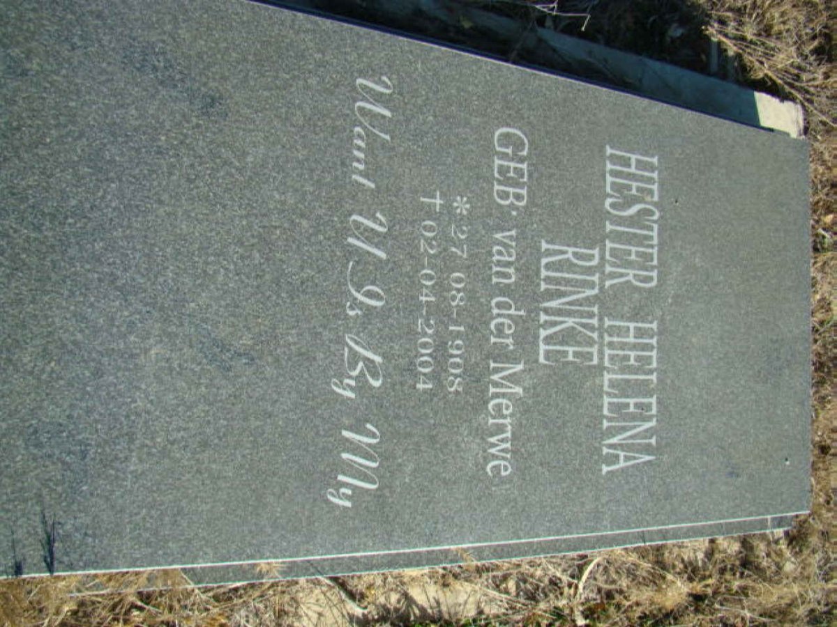 RINKE Hester Helena nee VAN DER MERWE 1908-2004