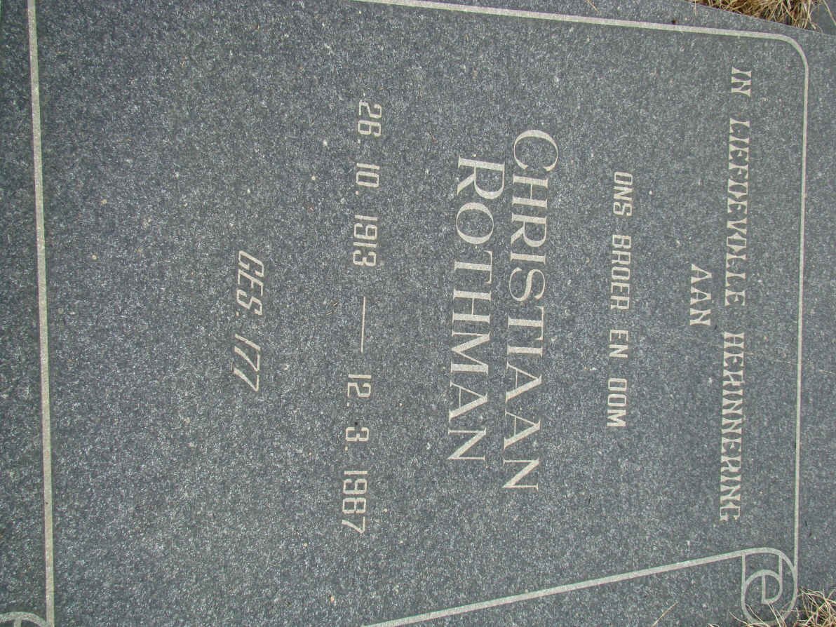 ROTHMAN Christiaan 1913-1987