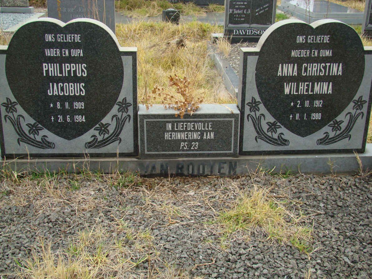 ROOYEN Philippus Jacobus, van 1909-1984 &amp; Anna Christina Wilhelmina 1912-1980