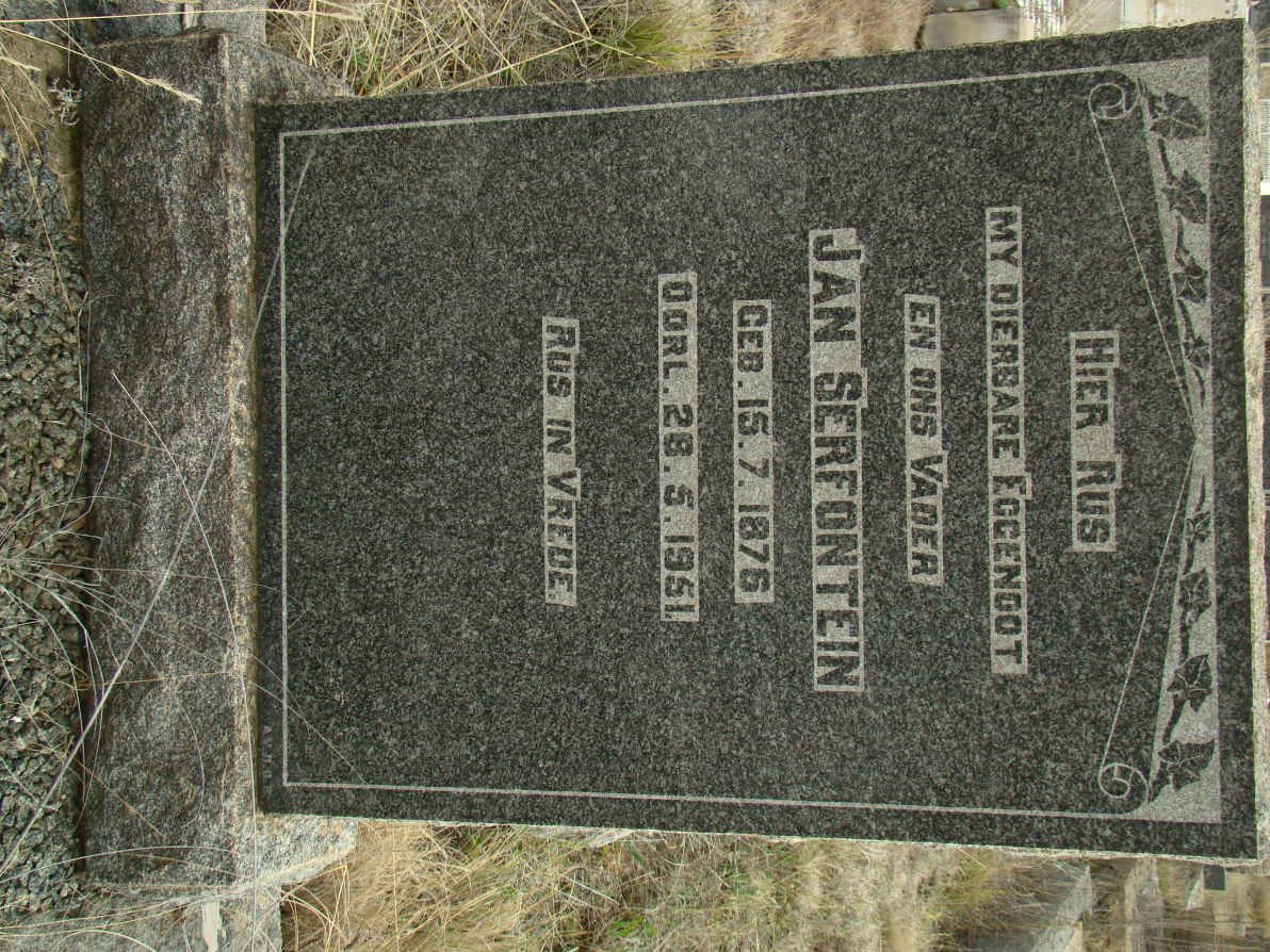 SERFONTEIN Jan 1876-1951